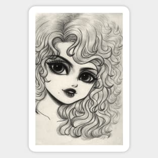 Portrait of a young curly hair girl Sticker